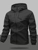 Chaqueta softshell de alto rendimiento con cierre de cremallera completo, capucha elástica, puños ajustables, cortavientos y de alta calidad para actividades al aire libre._voghion.com