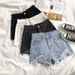 Women's Clothing Light Colored Denim Shorts Women's High Waisted Light Wash Denim Shorts With Distressed Hem & Ripped Details - Stretchy Comfort Fit_voghion.com