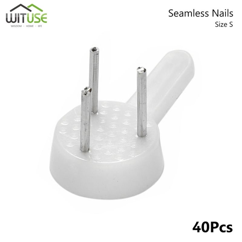 40pcs Multi Function White Plastic Invisible Wall Mount Photo Picture Frame Clock Mirror Nail Hook Hanger Seamless Nail_voghion.com