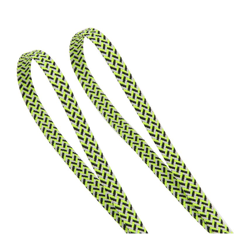 Flache, dreifarbige, lange, gestreifte Polyester-Schnürsenkel, 7 mm breit_voghion.com