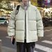 Plus Size Unisex Winter Puffer Jacket Stand Collar Loose Thickened Cotton Coat For Men_voghion.com