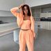 "Women's Zip-Up Hoodie & Wide-Leg Pants Set - Cotton-Polyester Blend Lounge Wear With Adjustable Drawstrings (Pink/Coffee/Orange/Light Gray/Cyan)_voghion.com