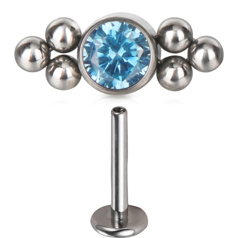 Boucles d'oreilles œillets en titane G23, 6 perles, grappe de cadre en zircone, ensemble, lèvres, cartilage d'oreille, hélice, perforation du corps_voghion.com