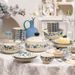 Set di stoviglie di lusso di alta qualità, con motivo floreale blu e bianco, per la casa, ciotola e piatto singoli opzionali_voghion.com