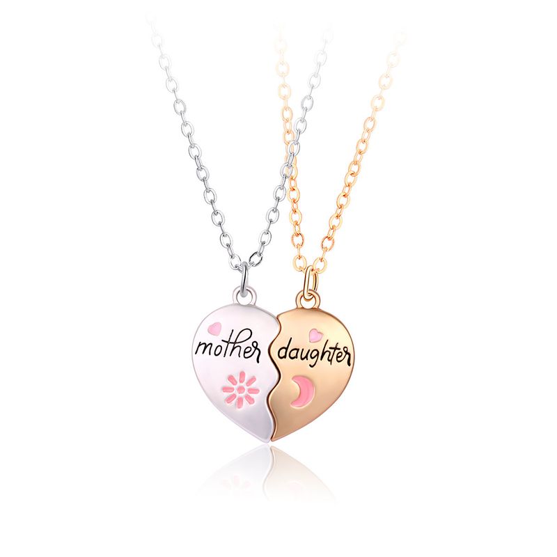 Mom and Daughter Parent Child Set Alloy Dropping Oil Magnetic Charm Pendant Mother's Day Necklace Gift Jewelry_voghion.com