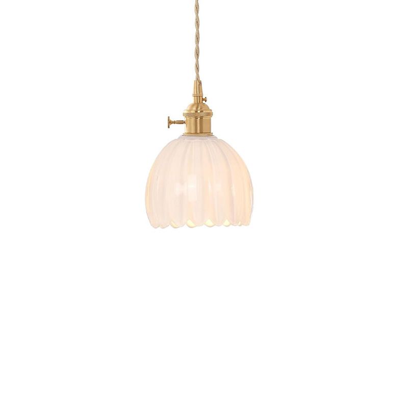 Lampada a sospensione vintage a forma di fiore in vetro - Ricaricabile tramite USB e telecomando wireless, lampada da soffitto in stile nordico per camera da letto e sala da pranzo_voghion.com