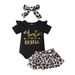 Mother & Kids 2024 Summer New Baby Short Sleeve Climbing Clothes Love Arrow Letter Printed Triangle Romper Leopard Print Briefs_voghion.com