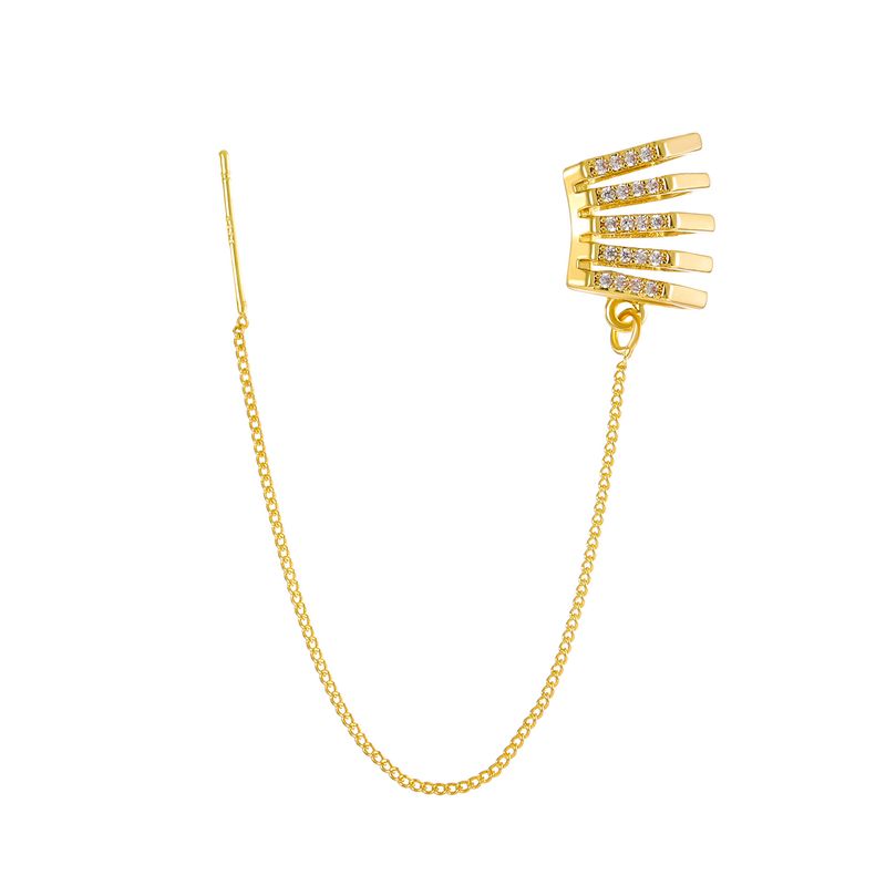 ins long tassel ear clip female personality temperament Diamond-embedded one-piece ear line ear bone clip Internet celebrity ear_voghion.com