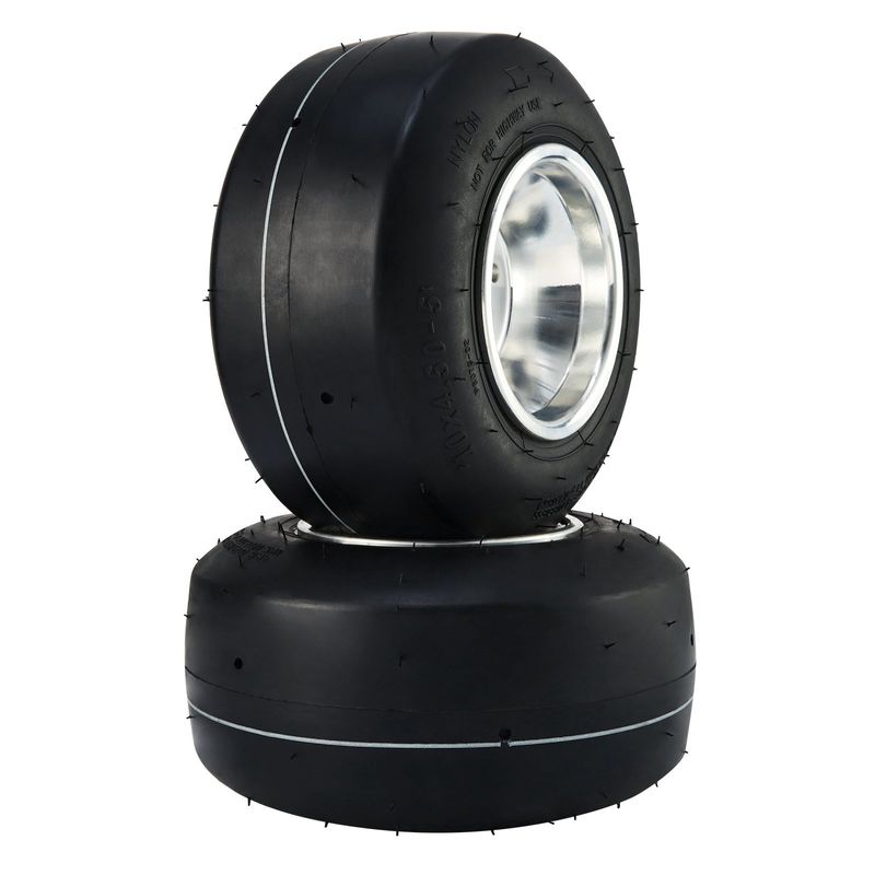 VEVOR Go Kart Tires and Rims, 10x4.5-5" Go Kart Wheels, 2-Pack Front Wheels, Aluminum Alloy Rims and Rubber Tires, Hub-Rim Fit Bolt Pattern 1.57 inch _voghion.com