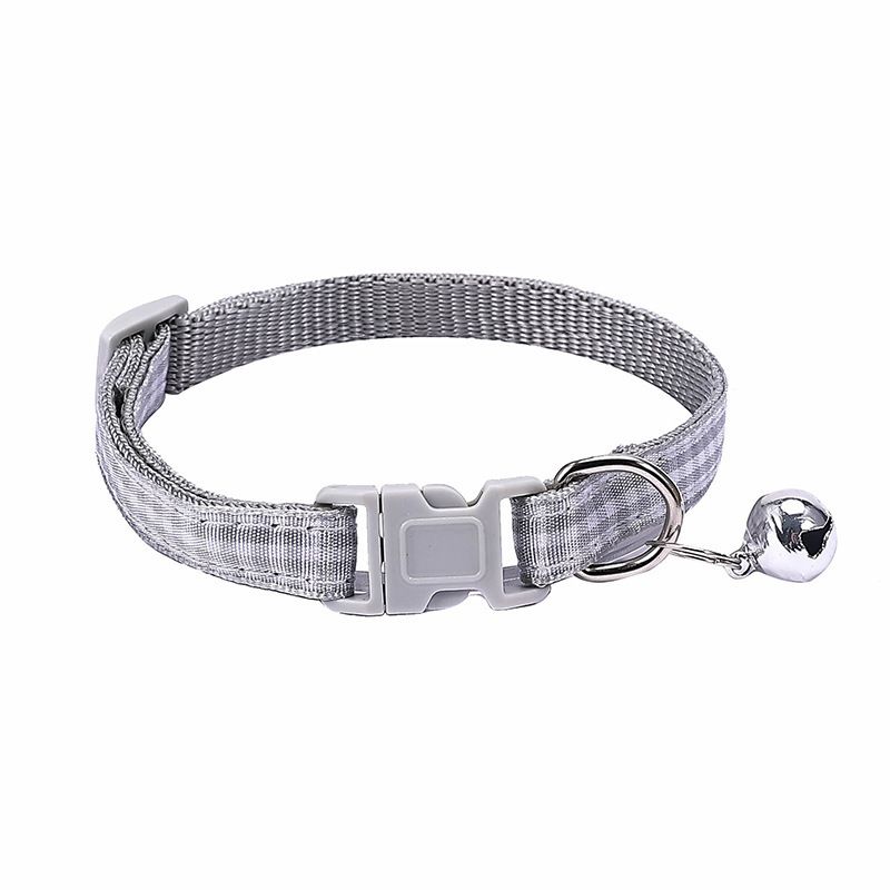 Nova coleira xadrez pequena para animais de estimação, casual, colorida, trançada, para cães e gatos, com sino, faixa de pescoço_voghion.com