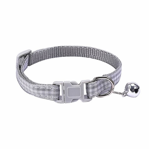 Nova coleira xadrez pequena para animais de estimação, casual, colorida, trançada, para cães e gatos, com sino, faixa de pescoço_voghion.com