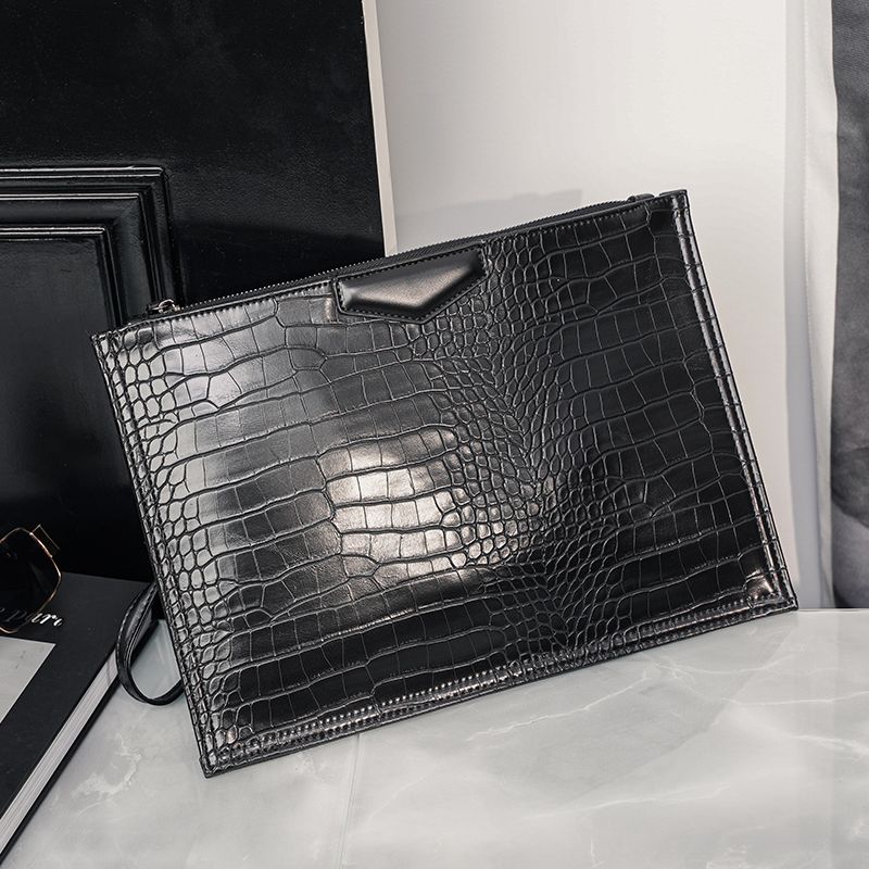 Pochette da uomo in coccodrillo di alta qualità, portafoglio di grande capacità e borsa da lavoro di marca di design e novità 2023 in pelle PU_voghion.com