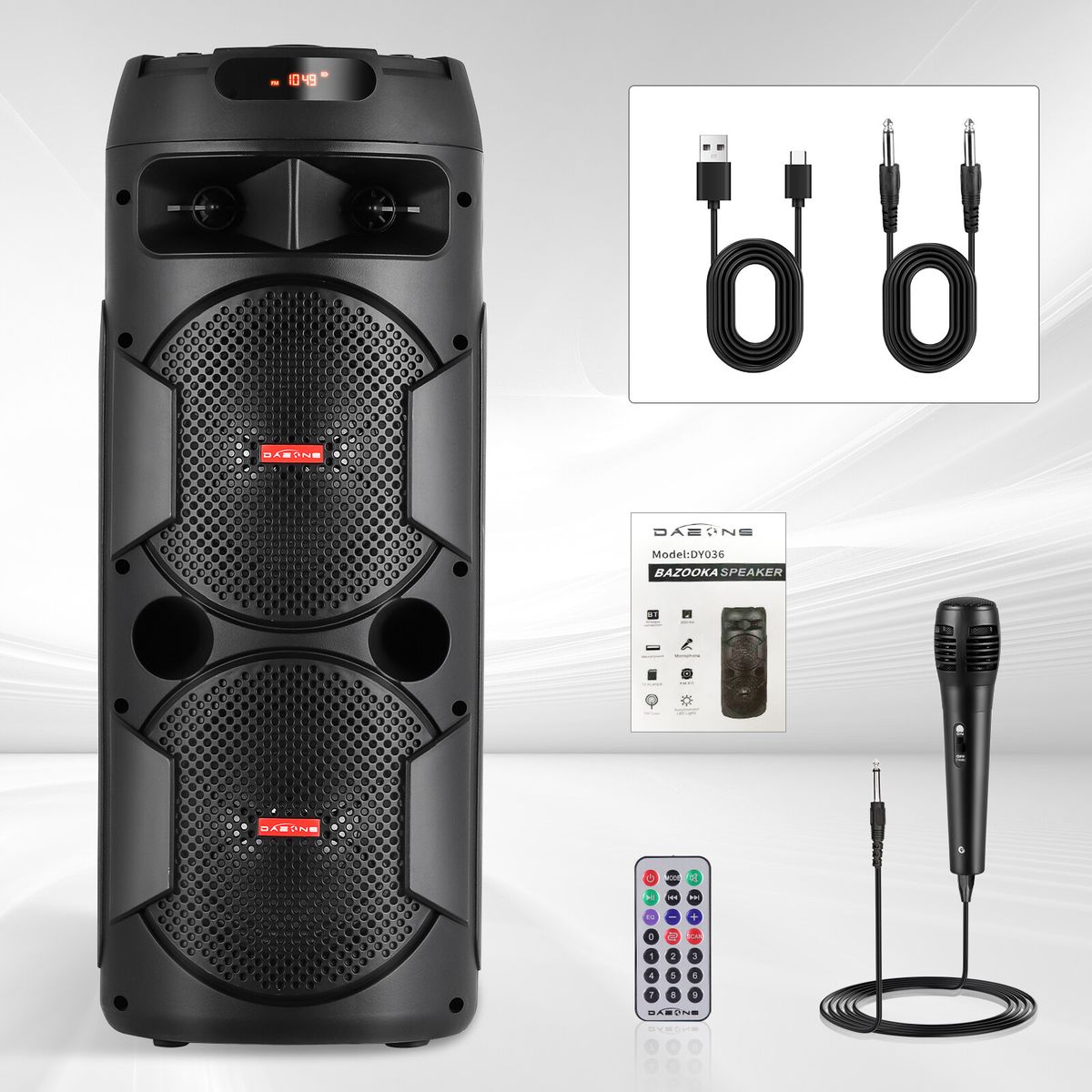 6000W Bluetooth Speaker Portable Dual Sub Woofer Heavy Bass Party DJ System Mic_voghion.com