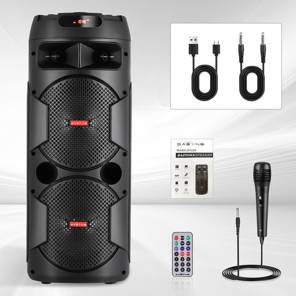 6000W Bluetooth Speaker Portable Dual Sub Woofer Heavy Bass Party DJ System Mic_voghion.com