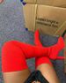 Sock For Women 2022 Summer New Elastic Long Over-the-Knee Chunky Heel Pointed Toe Slim Boots Knitted Socks Autumn Winter_voghion.com