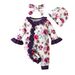 Mutter & Kinder Baby blume trompetenärmel lange bein romper neugeborenen hut kopftuch spitze overall lässig baby strampler_voghion.com