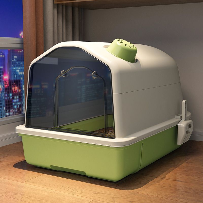 Caixa de areia para banheiro desodorizante totalmente fechada, à prova de odores e respingos, caixa de cocô para gatos extra grande_voghion.com
