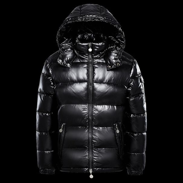 Schwarze, glänzende Pufferjacke mit Kapuze für Unisex – Fleecegefüttert, verdickt, übergroße Passform für Männer und Frauen_voghion.com