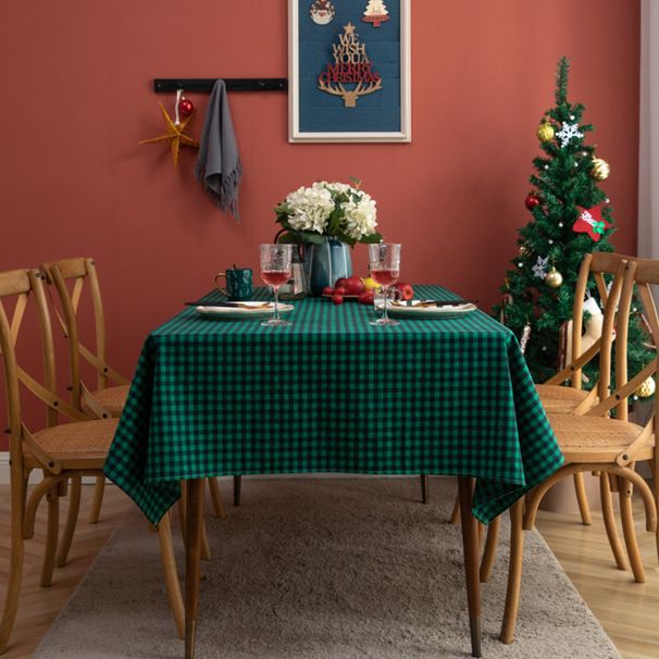 Rechteckiges Baumwolltuch, rot-weiße Überzüge, nordische Weihnachtsdekoration, Tischdecke für Zuhause, Esszimmer, Couchtisch_voghion.com