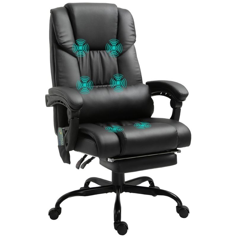 Vinsetto High Back Massage Office Chair With 6-Point Vibrating Pillow Lumbar Support Recliner Black_voghion.com