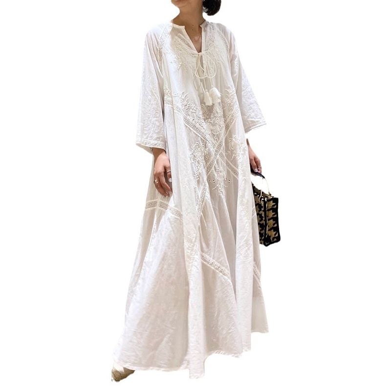 In Stock Retro A-Line 2024 Summer New Japanese Style Elegant Loose Lace-Up Dress For Women_voghion.com