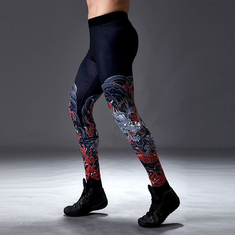 Men's Fitness Long Quick-Dry Training Running Sports Compression Basketball Bodybuilding Yoga Pants Base Layer_voghion.com