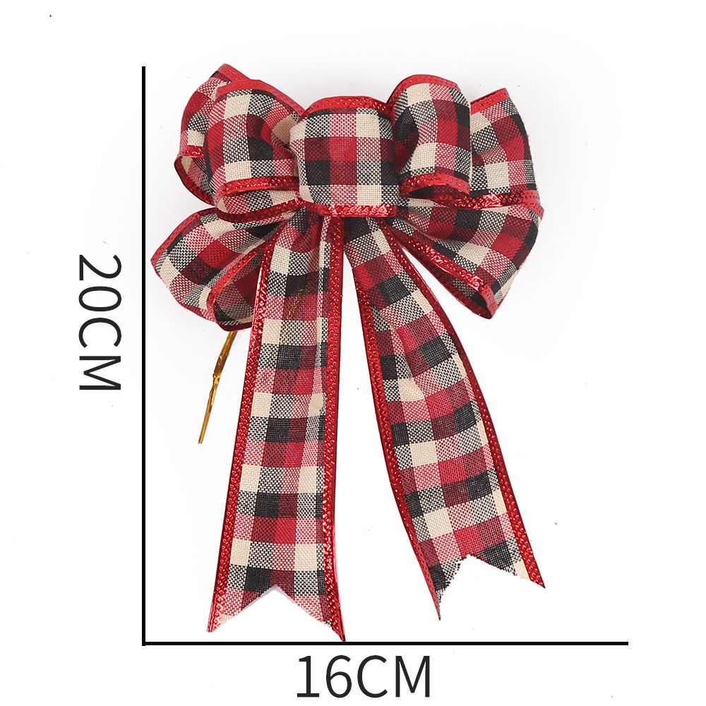 Laço xadrez grande de Natal para pendurar na árvore, caixa de presente, decoração, fita, laço, porta, pendurado_voghion.com