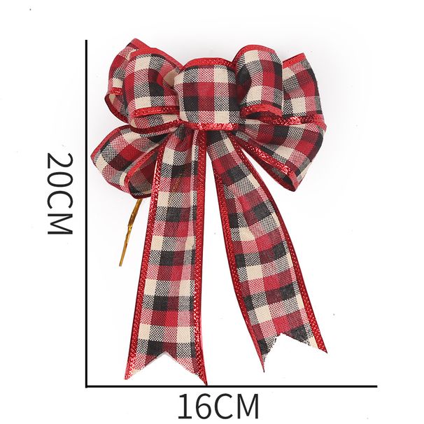 Laço xadrez grande de Natal para pendurar na árvore, caixa de presente, decoração, fita, laço, porta, pendurado_voghion.com