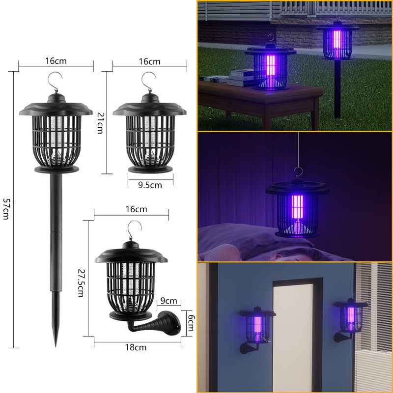 Solar Powered Mosquito Killer Lamp, Waterproof Outdoor Bug Zapper For Garden, Patio, Yard - UV Light Electric Insect Trap With 3-in-1 Function_voghion.com