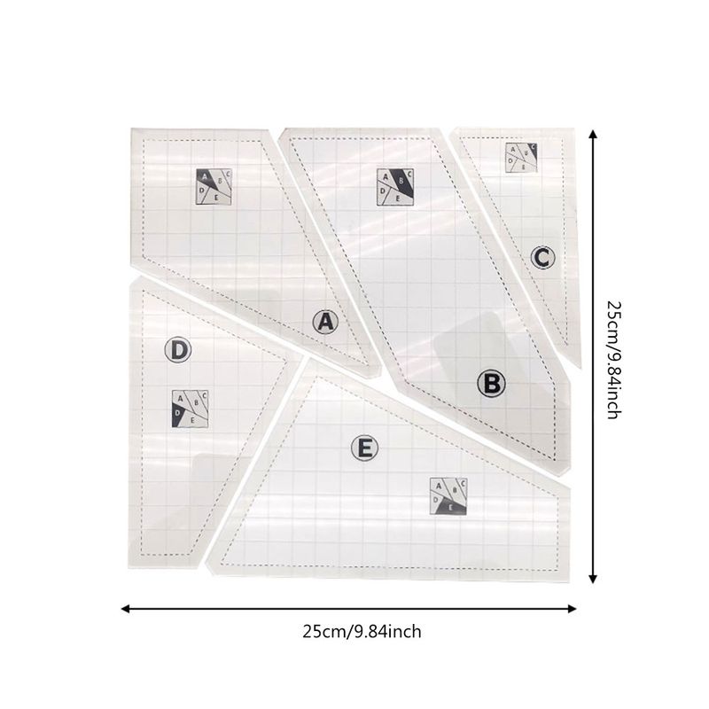 Acrylic patchwork ruler sewing ruler patchwork template five piece set_voghion.com