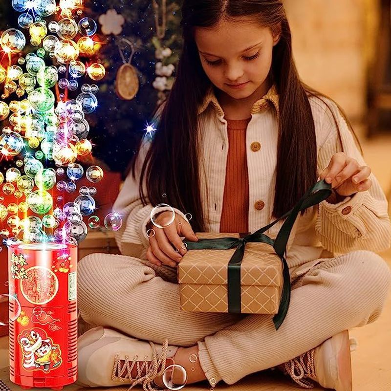 Fireworks Bubble Machine With 80ml Bubble Solution, Portable Automatic Bubble Machine With Lights And Closeable Music, Bubble Maker Toys For Kids Ou_voghion.com