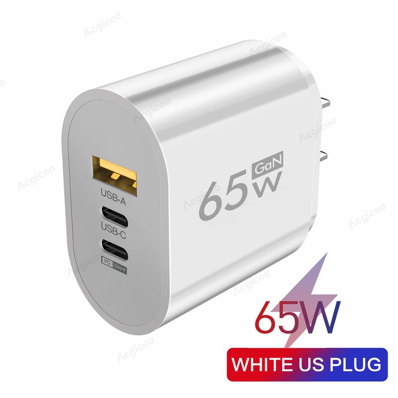 Caricatore GaN 65W PD Caricatore USB tipo C Ricarica rapida QC3.0 Caricatore rapido PD3.0 per iPhone Samsung Xiaomi Wallharging Q3.0 3.0_voghion.com