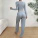 Women's Pajamas Set, Loungewear, Long-sleeved Trousers, Lace Splicing, Solid-color Pajamas, Long-sleeved Trousers, Slim-fit Suit._voghion.com