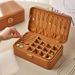 Vintage Leather Jewelry Box With Lock – Large Capacity 2-Tier Organizer For Earrings, Rings & Necklaces, Dustproof Multi-Compartment Storage Case_voghion.com