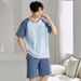 Men's Sleepwear Two Piece Set | Solid Color Basic Lightweight Breathable Oversized Large Youth Style-XL_voghion.com