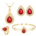 Jewelry Women's Water Drop Gem Series Necklace Earrings Ring Bracelet Four Piece Set_voghion.com