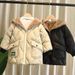 Boys' Plush-Lined Winter Jacket With Bear Ears - Warm Cotton Padded Coat For 3-7 Year Olds (Khaki/Black) - Korean Style_voghion.com