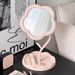 INS Flower Creative Dormitory Bedroom Desktop High-Value Storage Makeup Cute Girls Dressing Mirror_voghion.com