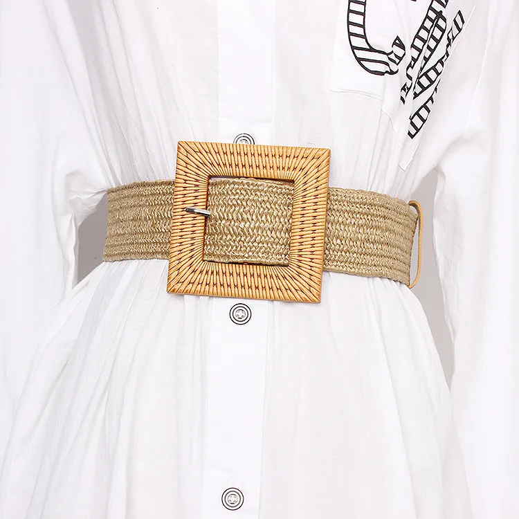 Women Braided Belts Summer Fashion Braided Elastic Belt Women's Decorative Dress Wide Waist Elastic Belt Free Of Punching Belt_voghion.com