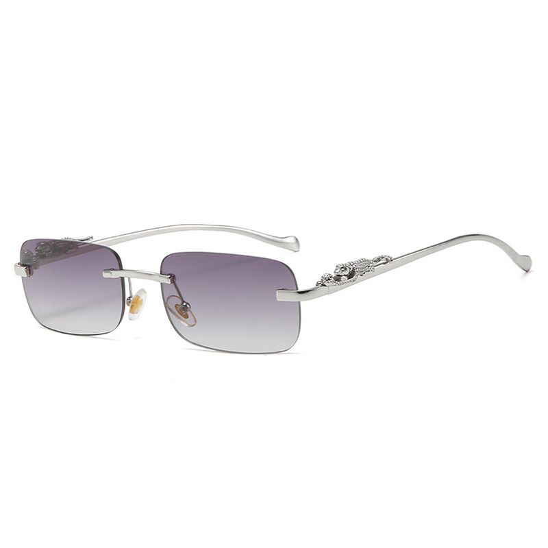 Modne okulary przeciwsłoneczne bez oprawek kwadratowe męskie damskie markowe designerskie modne gradientowe metalowe okulary przeciwsłoneczne w panterkę retro okulary przeciwsłoneczne prostokątne_voghion.com