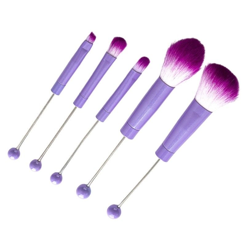Lot de 5 pinceaux à fard à paupières perlés, kit d'outils de maquillage perlés, manche en métal_voghion.com