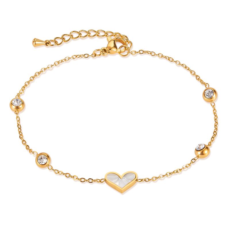 Korean Style New Bracelet For Women Fashion Niche Light Luxury Versatile Titanium Steel Zircon Mother-of-Pearl Heart_voghion.com