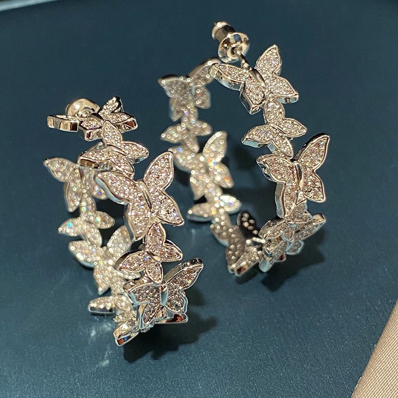 Cao Shi orecchini a farfalla con diamanti per donna, eleganti e dolci, accessori di moda europei e coreani_voghion.com