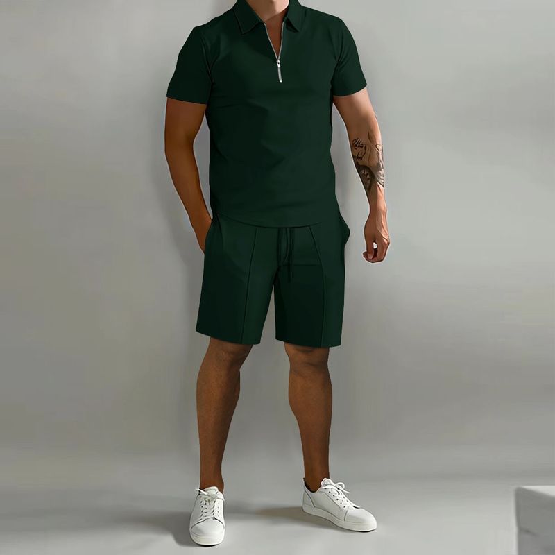 Men's Clothing Suit Summer New Men's Polo Casual Loose Short Sleeved Shorts Sports Suit_voghion.com
