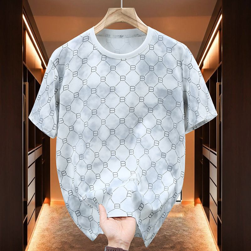 Men's Clothing Men's Large Size T Shirt Loose Summer New Drip Glue Process Plus Fat Plus Size Casual Men's Wear Tide Fat 2431_voghion.com