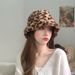 Cappello da pescatore con stampa leopardata per donna, spesso, in peluche, autunno e inverno, piccolo cappello da pescatore, caldo e alla moda_voghion.com