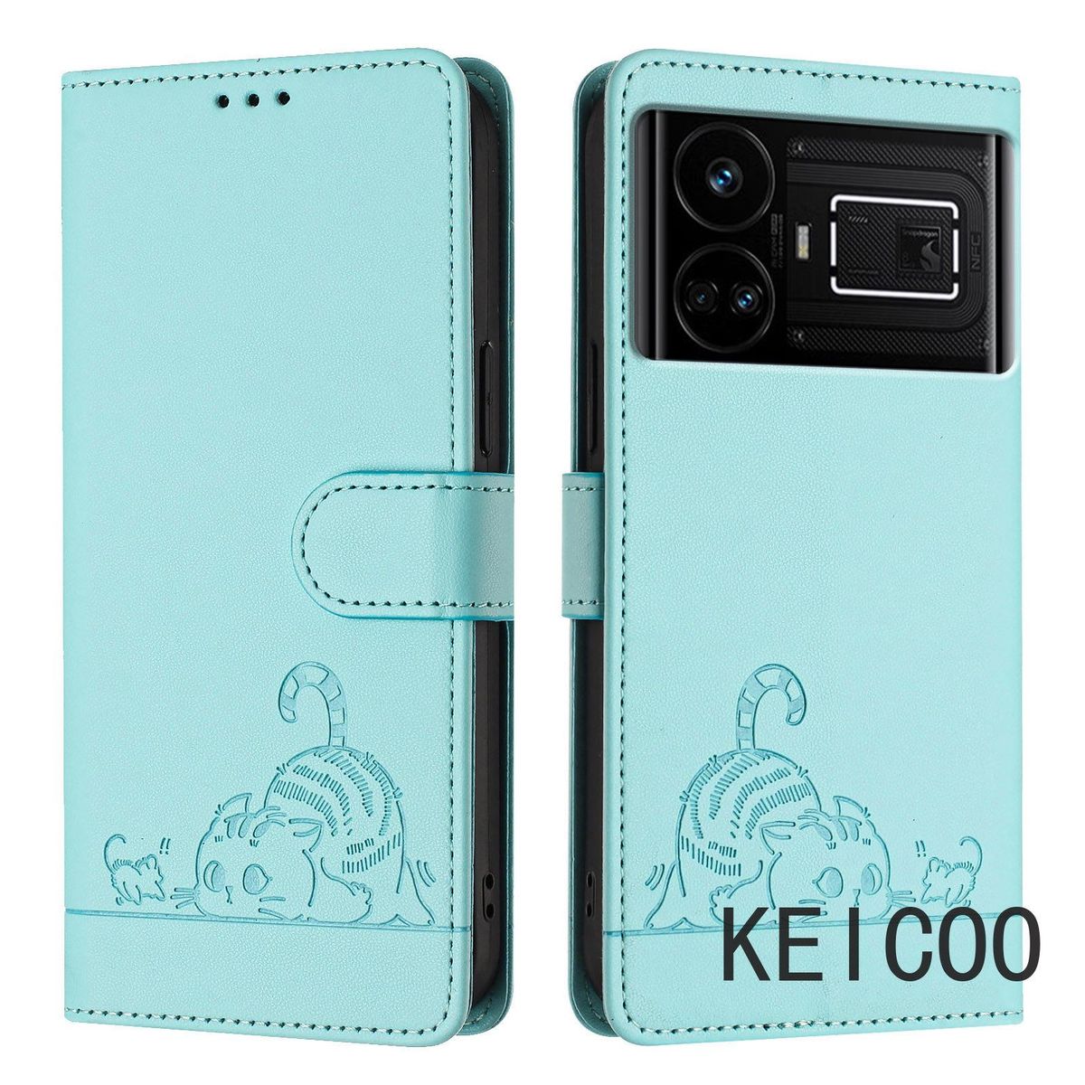 Stand Holder Shell for Oppo Realme GT Neo 2 3 3T 5 Q5 Pro 5G 204W China Solid Color Printed Kitten Leather Case_voghion.com
