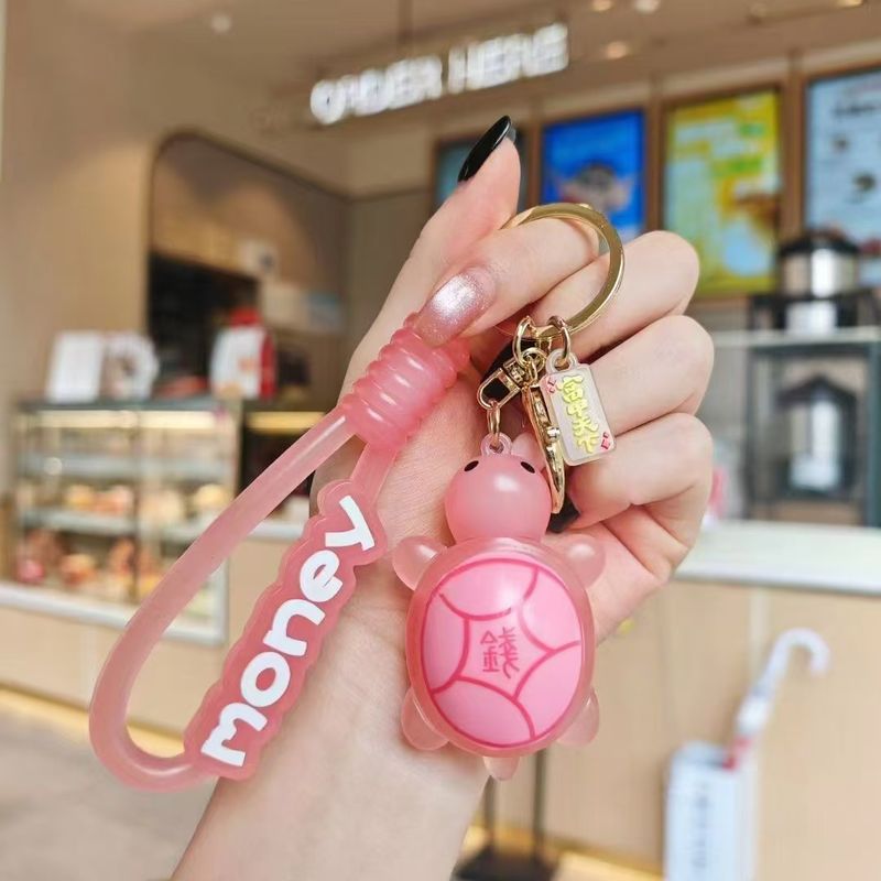 Cartoon Little Turtle Rich World Car Keychain Exquisite Full Red Chan Same Style Backpack Gift Small Pendant Internet_voghion.com