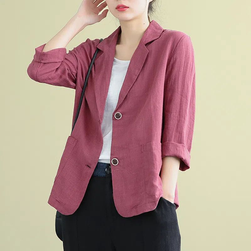 Women's Clothing Fashionable Cotton And Linen Jacket Loose Literary Long Sleeved Casual Temperament Sun Protection Clothes For Women_voghion.com