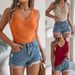 Pull décontracté en maille ajourée à col en V pour femme, vêtement de vacances, collection printemps-été 2025_voghion.com